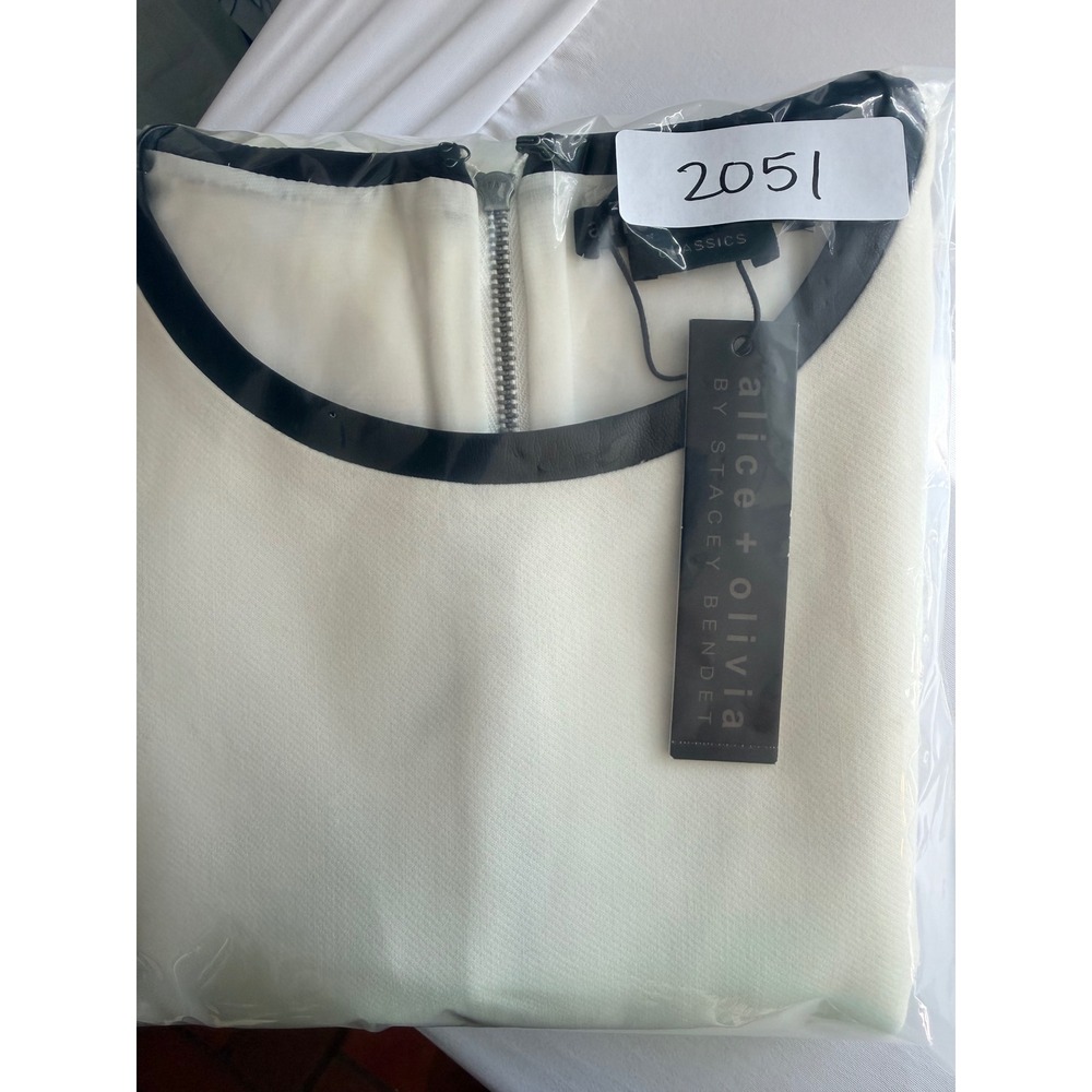 NWT $350 ALICE + OLIVIA Cream Black Classic Luxe Minimalist Designer Dress Sz 6 - Picture 10 of 10